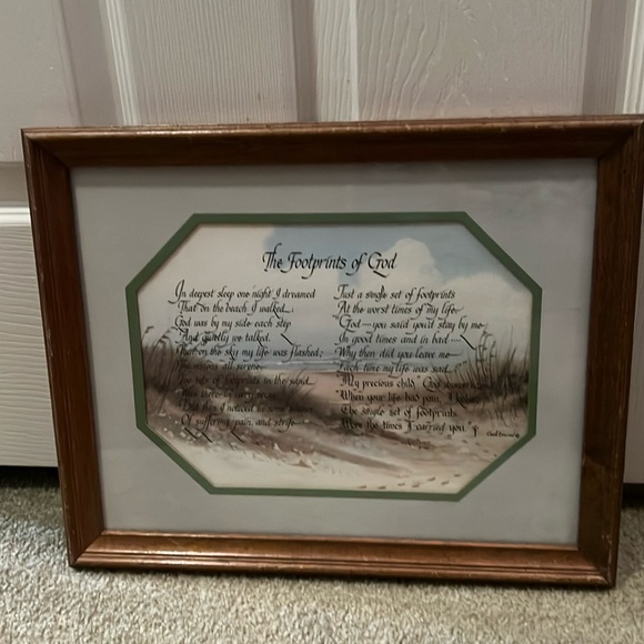 Footprints of God Picture, 1980s Framed 12x15 Vintage Home Interior - Picture 1 of 1
